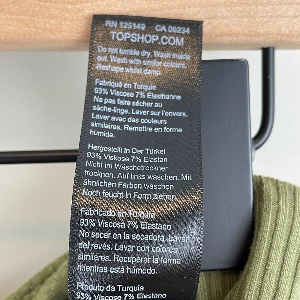 Topshop olive green ribbed lined cropped strapless bandeau tube top 6 or small - Picture 8 of 12